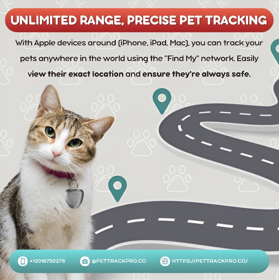 Anti-Lost Pet Tracker for Dogs & Cats with Bluetooth Tracking