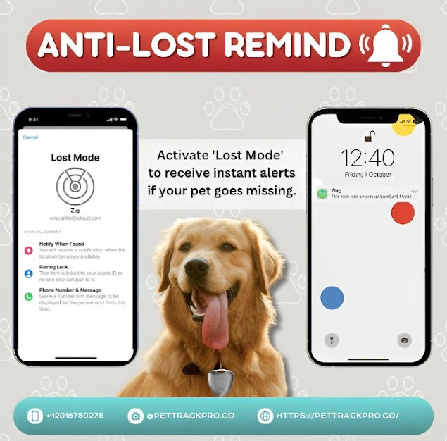 Anti-Lost Pet Tracker for Dogs & Cats with Bluetooth Tracking