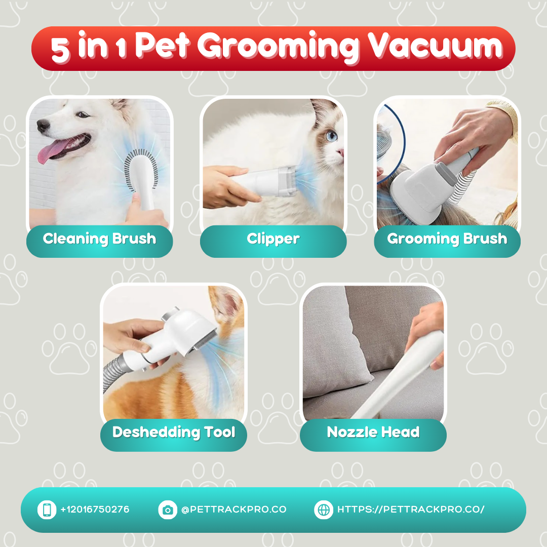 Pet Grooming Vacuum & Grooming Kit - 2.3L Capacity Larger Pet Hair Dust Cup Dog Brush for Pet Hair Vacuum Cleaner